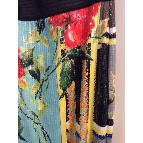 Midi Floral Skirt Clear bling Medium M Petit Pois Viviana G Sequins - Picture 2 of 4